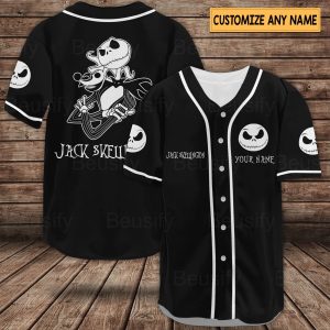 Jack Skellington Baseball Jersey, Baseball Jersey Shirt, Jack Skellington Shirt, Horror Movie Shirts - T-Shirt, Sweatshirt, Hoodie