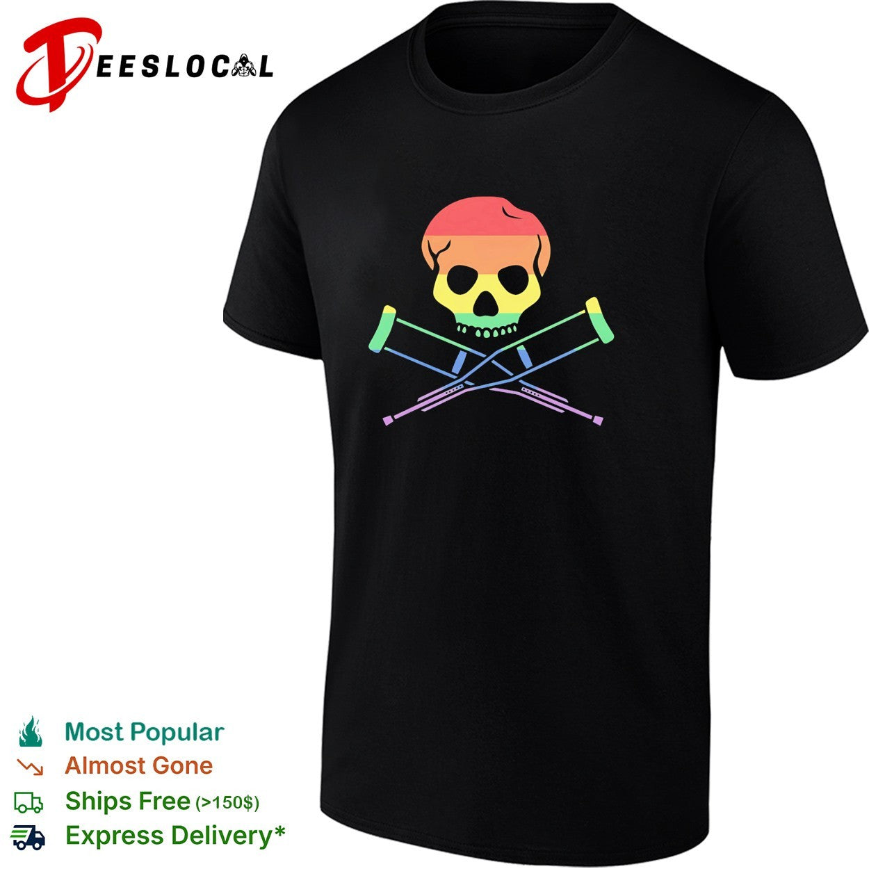 Jackass skull and crutches rainbow pride shirt Unisex T-shirt, Sweatshirt, Hoodie, Long Sleeve Tee - T-Shirt, Sweatshirt, Hoodie