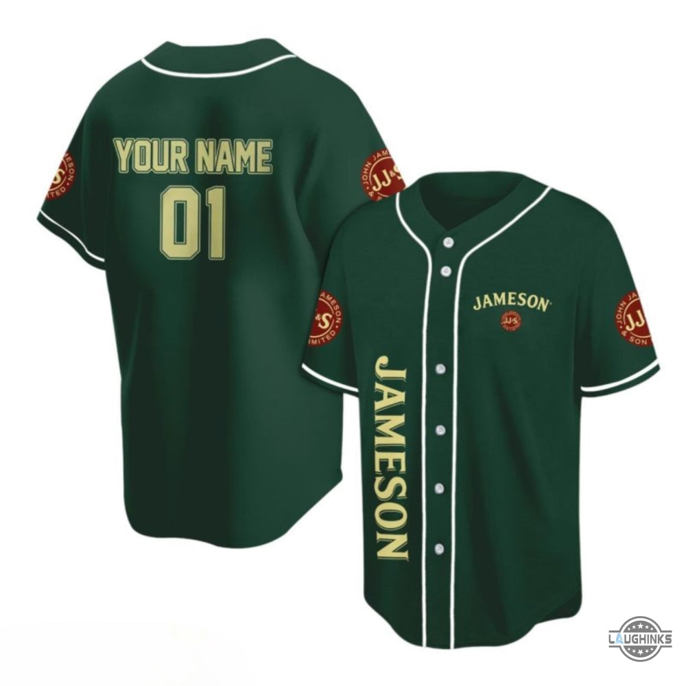 Jameson Baseball Jersey Personalized Green Jameson Whiskey Baseball Jersey Shirt Summer Beach Gift Custom Name Alcoholic Beverage Baseball Uniform NEW - T-Shirt, Sweatshirt, Hoodie