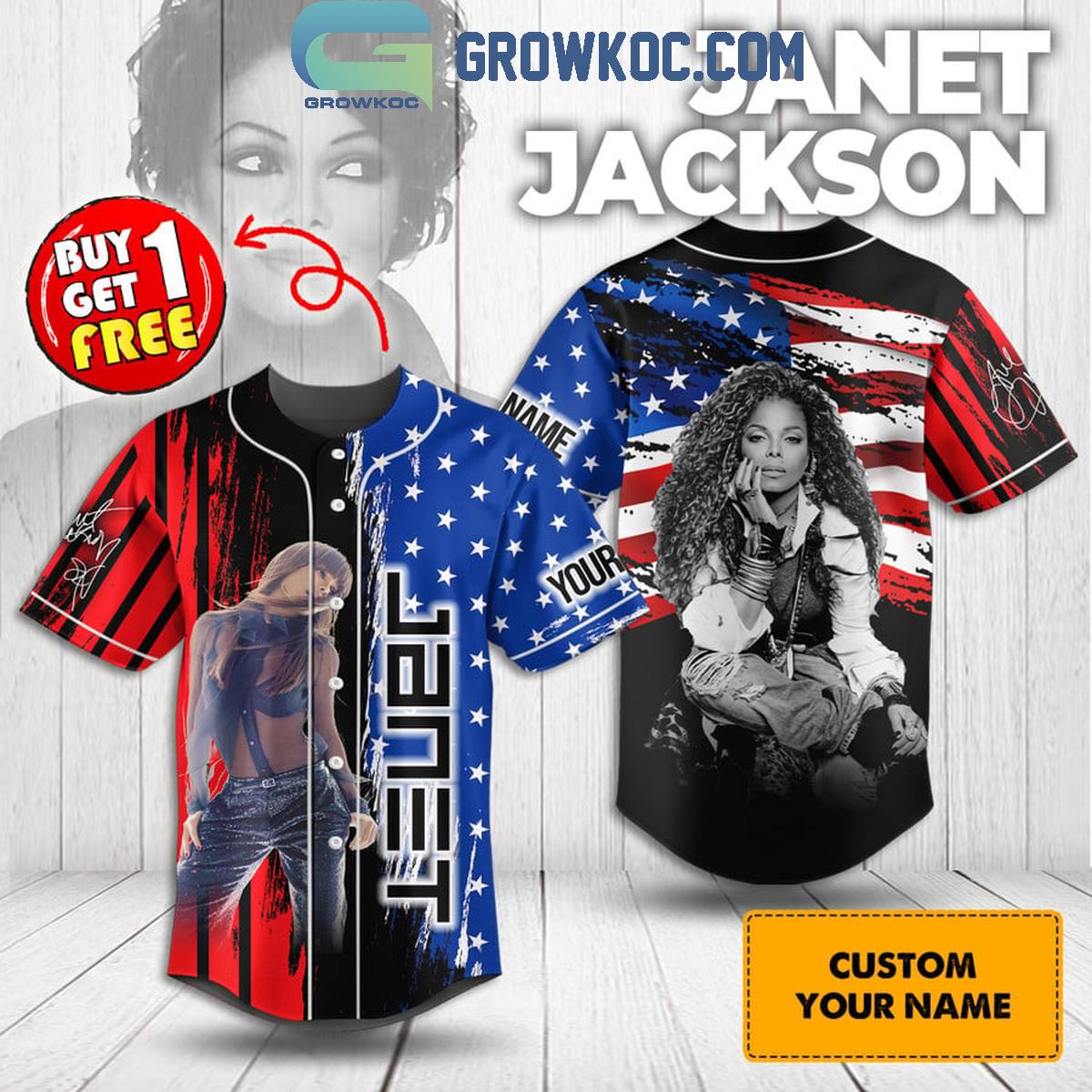 Janet Jackon America Flags Patriot Personalized Baseball Jersey Unisex T-shirt, Sweatshirt, Hoodie, Long Sleeve Tee - T-Shirt, Sweatshirt, Hoodie