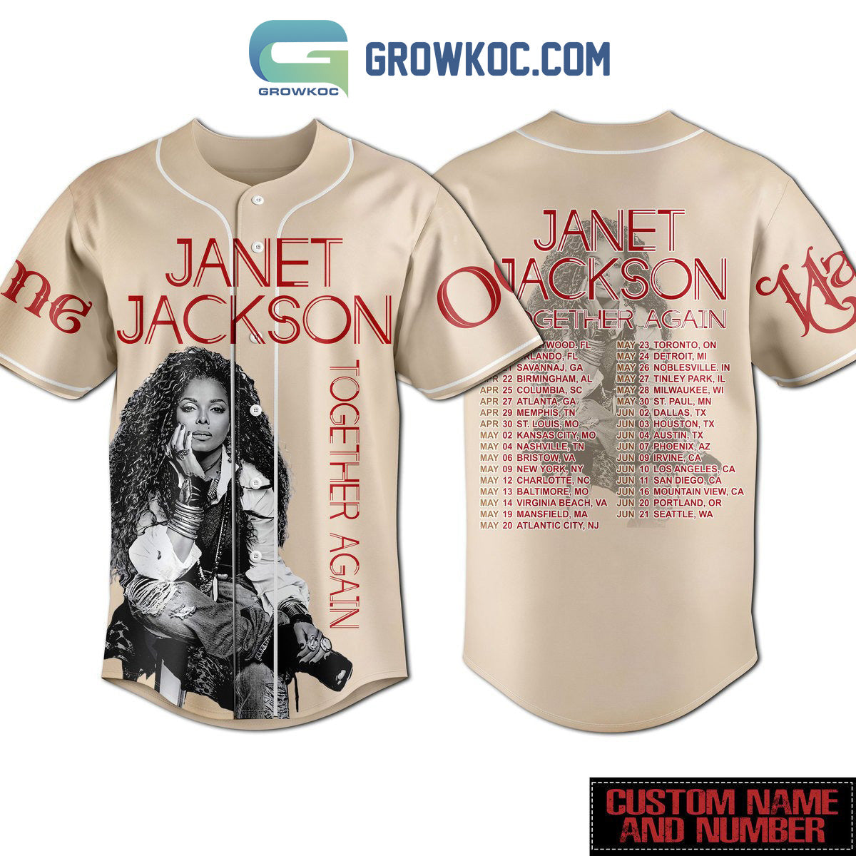 Janet Jackson Together Again Personalized Baseball Jersey Unisex T-shirt, Sweatshirt, Hoodie, Long Sleeve Tee - T-Shirt, Sweatshirt, Hoodie
