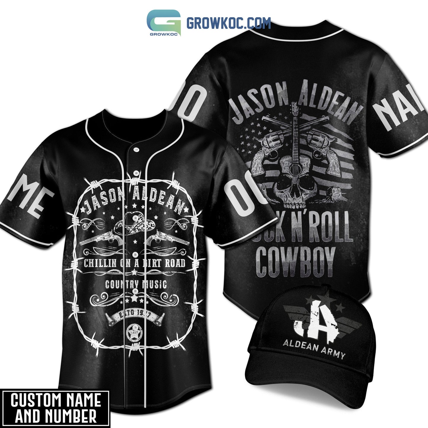 Jason Aldean Rock N Roll Cowboy Country Music Personalized Baseball Jersey Unisex T-shirt, Sweatshirt, Hoodie, Long Sleeve Tee - T-Shirt, Sweatshirt, Hoodie