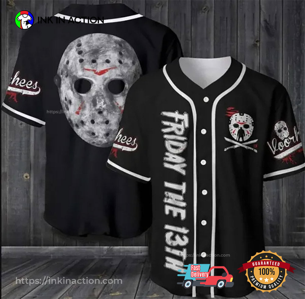 Jason Voorhees Friday The 13Th Halloween Baseball Jersey Unisex T-shirt, Sweatshirt, Hoodie, Long Sleeve Tee - T-Shirt, Sweatshirt, Hoodie