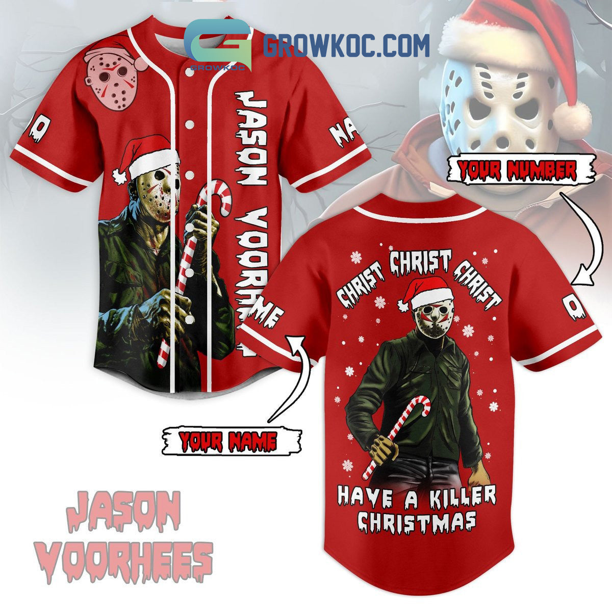 Jason Voorhees Friday The 13th Christ Christ Christ Have A Killer Christmas Custom Baseball Jersey - T-Shirt, Sweatshirt, Hoodie