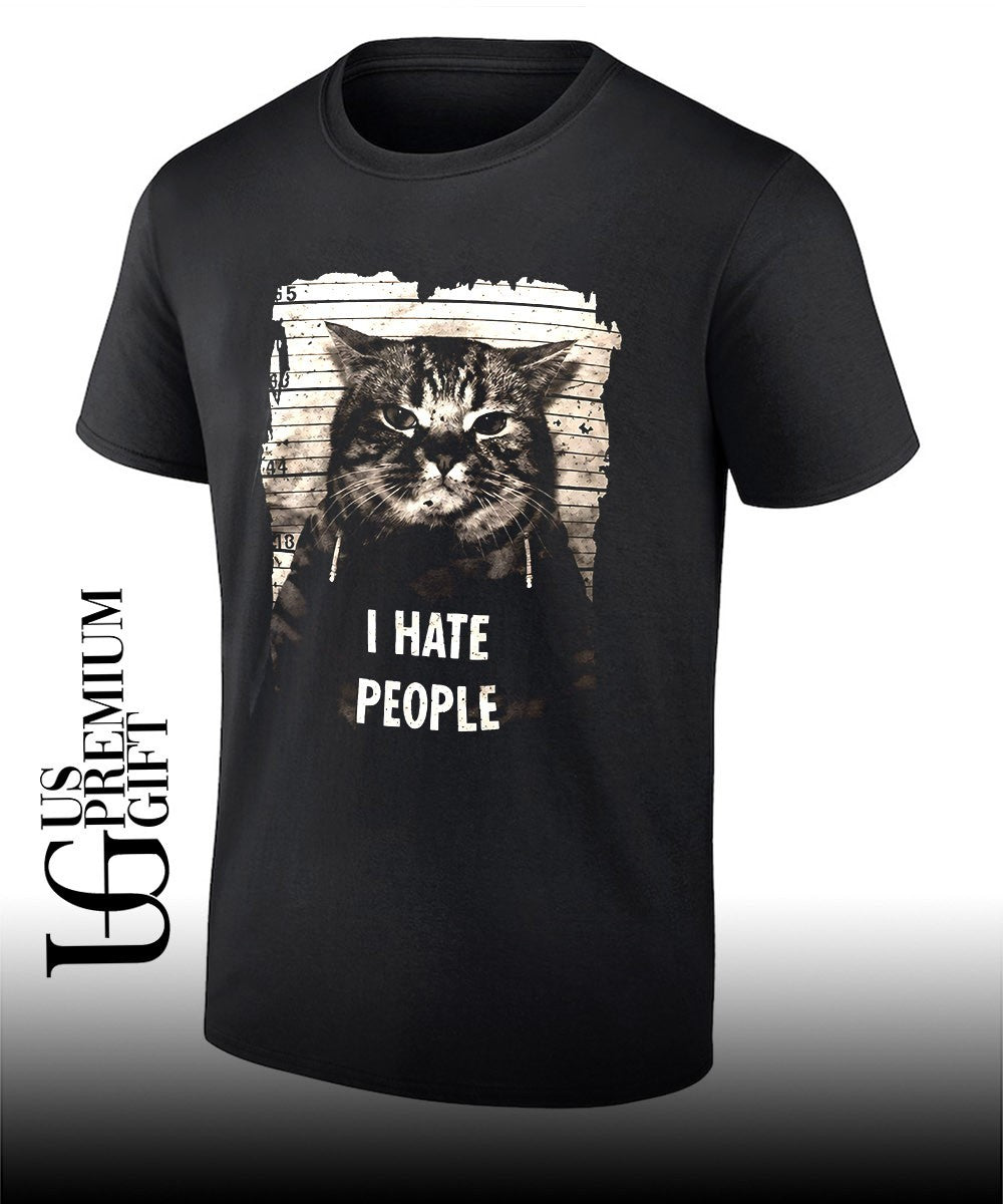 Jeff Satur Cat I hate people shirt Unisex T-shirt, Sweatshirt, Hoodie, Long Sleeve Tee - T-Shirt, Sweatshirt, Hoodie