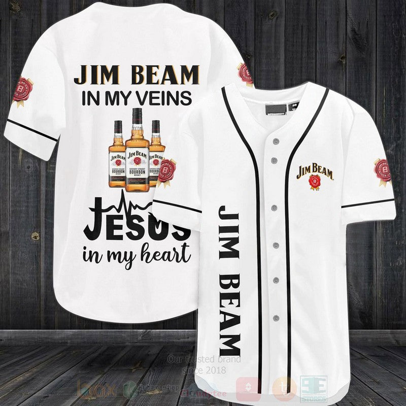 FASHION Jim Beam In My Veins Jesus Is My Heart Baseball Jerseys Botton Shirt Unisex T-shirt, Sweatshirt, Hoodie, Long Sleeve Tee - T-Shirt, Sweatshirt, Hoodie