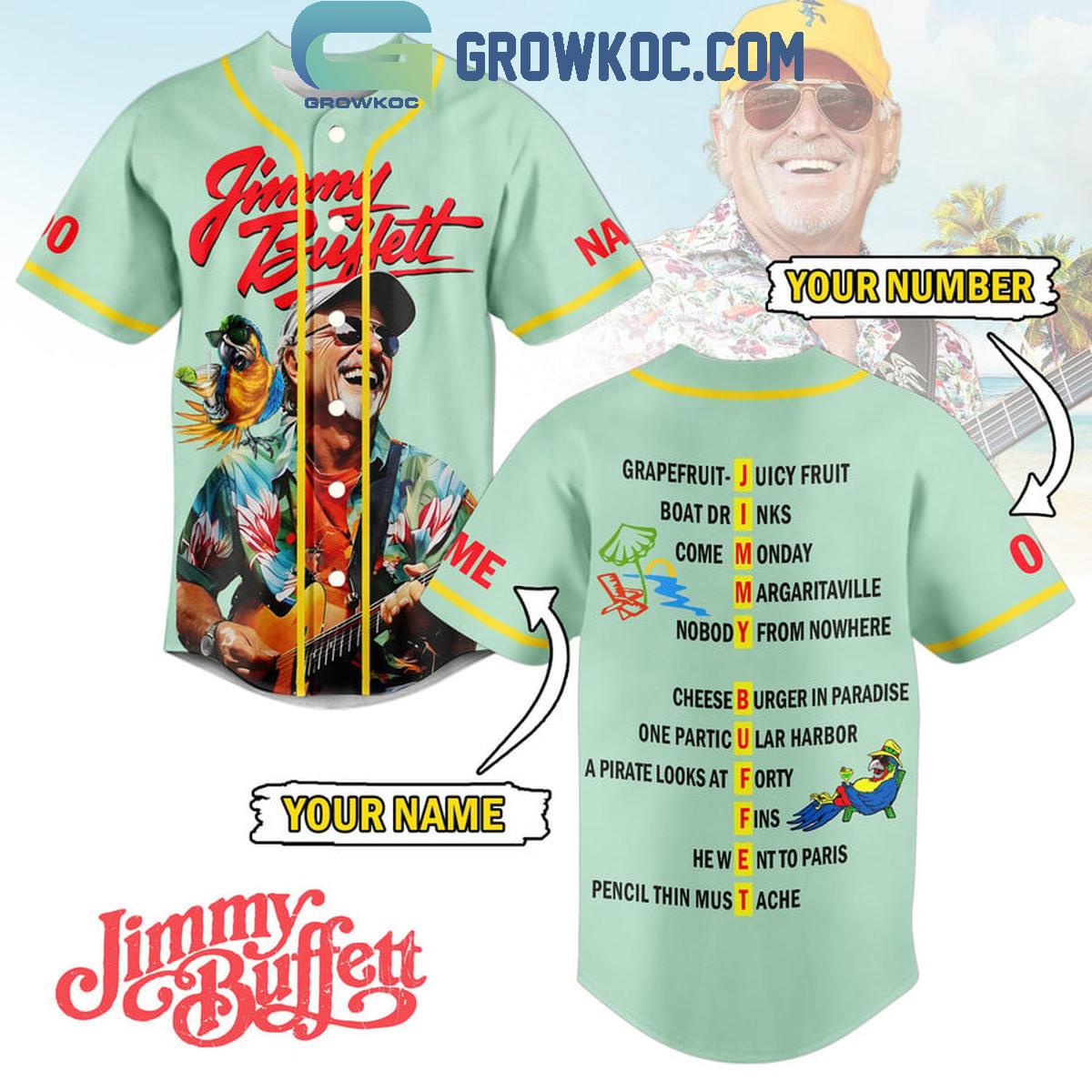 Jimmy Buffett Cheeseburger In Paradise Personalized Baseball Jersey Unisex T-shirt, Sweatshirt, Hoodie, Long Sleeve Tee - T-Shirt, Sweatshirt, Hoodie