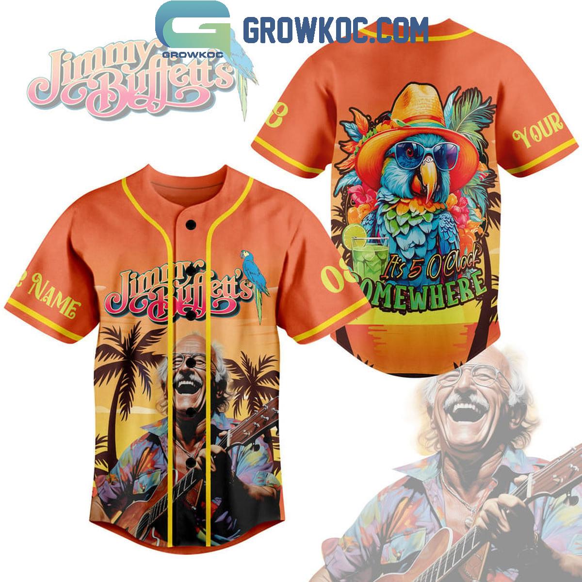 Jimmy Buffett Its Five OClock 2024 Personalized Baseball Jersey Unisex T-shirt, Sweatshirt, Hoodie, Long Sleeve Tee - T-Shirt, Sweatshirt, Hoodie