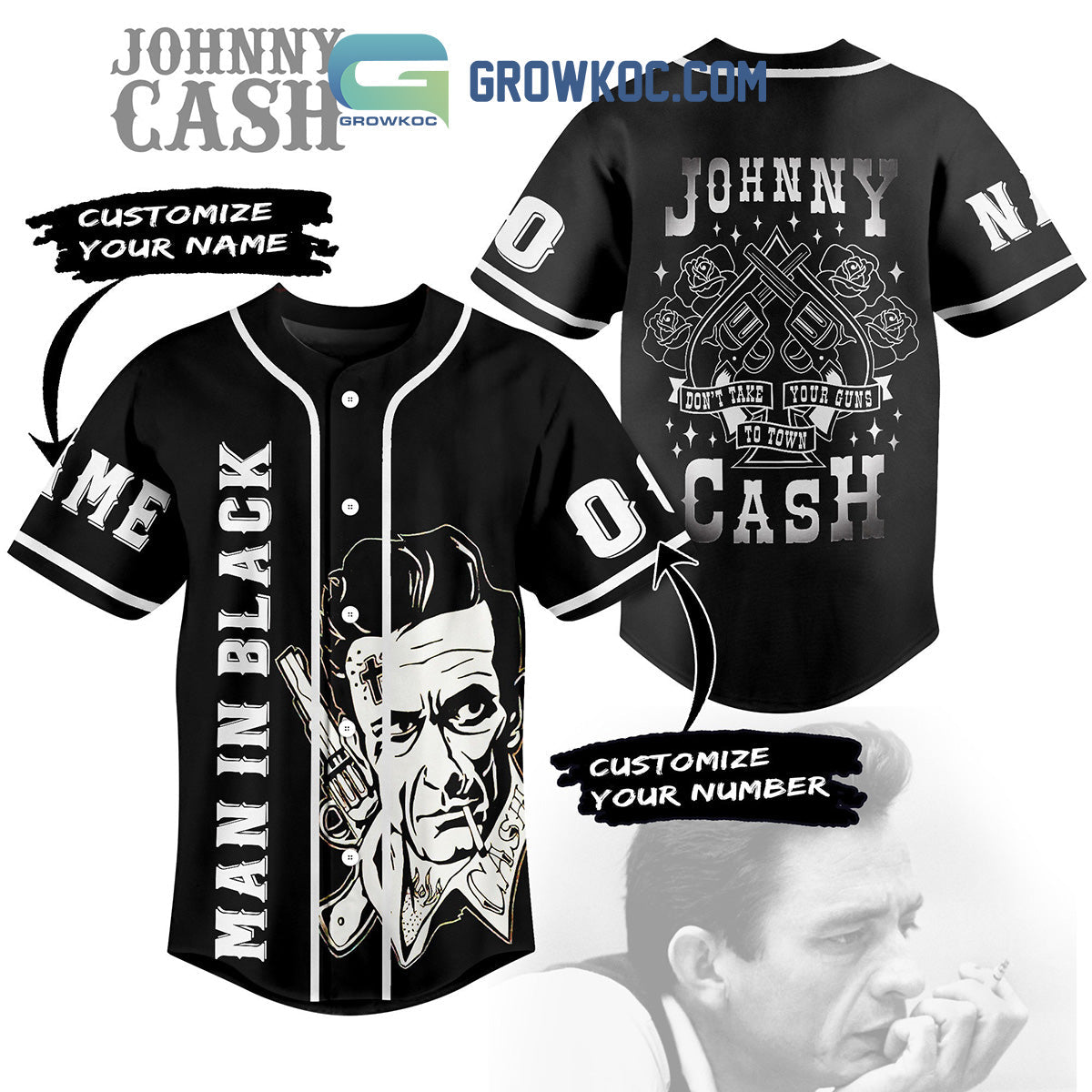 Johnny Cash Dont Take Your Guy To Town Personalized Baseball Jersey Unisex T-shirt, Sweatshirt, Hoodie, Long Sleeve Tee - T-Shirt, Sweatshirt, Hoodie