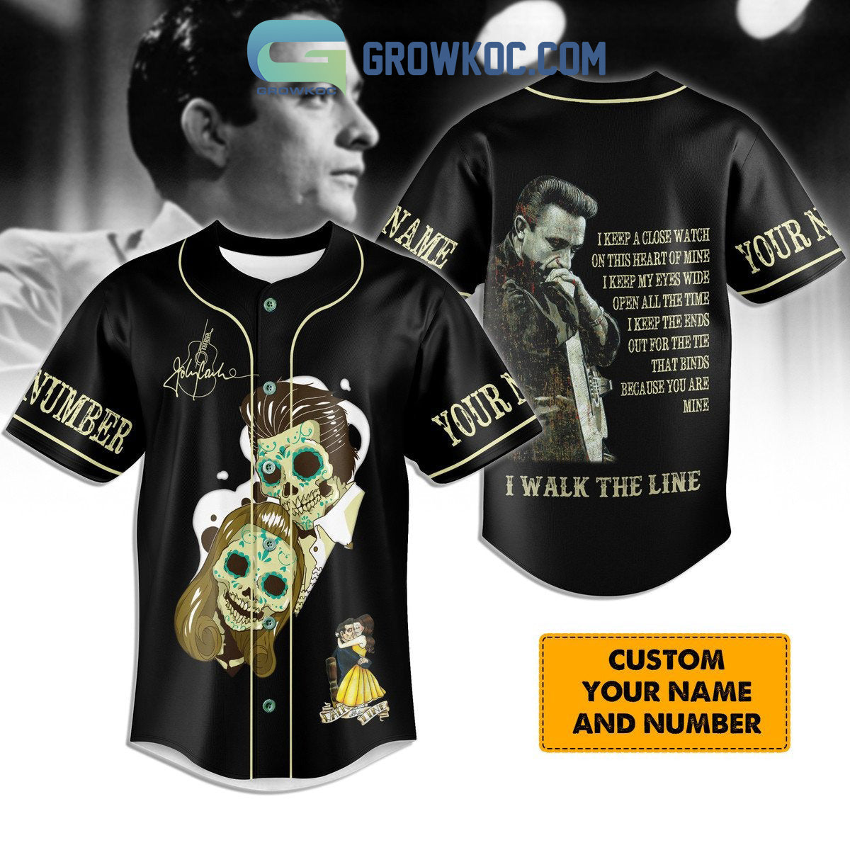 Johnny Cash I Walk The Line Personalized Baseball Jersey Unisex T-shirt, Sweatshirt, Hoodie, Long Sleeve Tee - T-Shirt, Sweatshirt, Hoodie