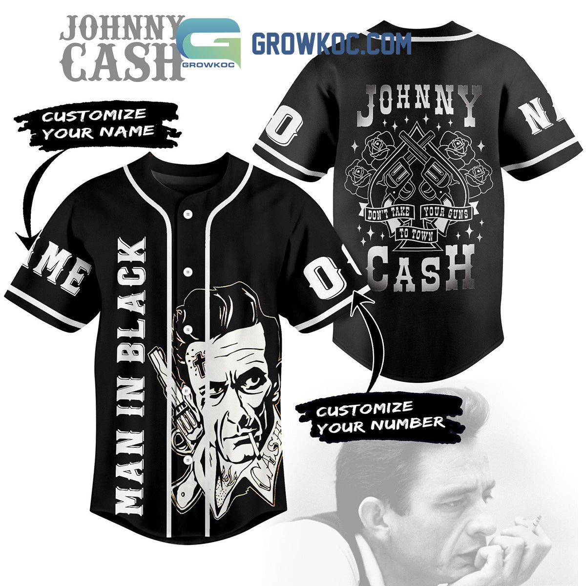 Johnny Cash Man In Black Dont Take Your Guns To Town Personalized Baseball Jersey Unisex T-shirt, Sweatshirt, Hoodie, Long Sleeve Tee - T-Shirt, Sweatshirt, Hoodie