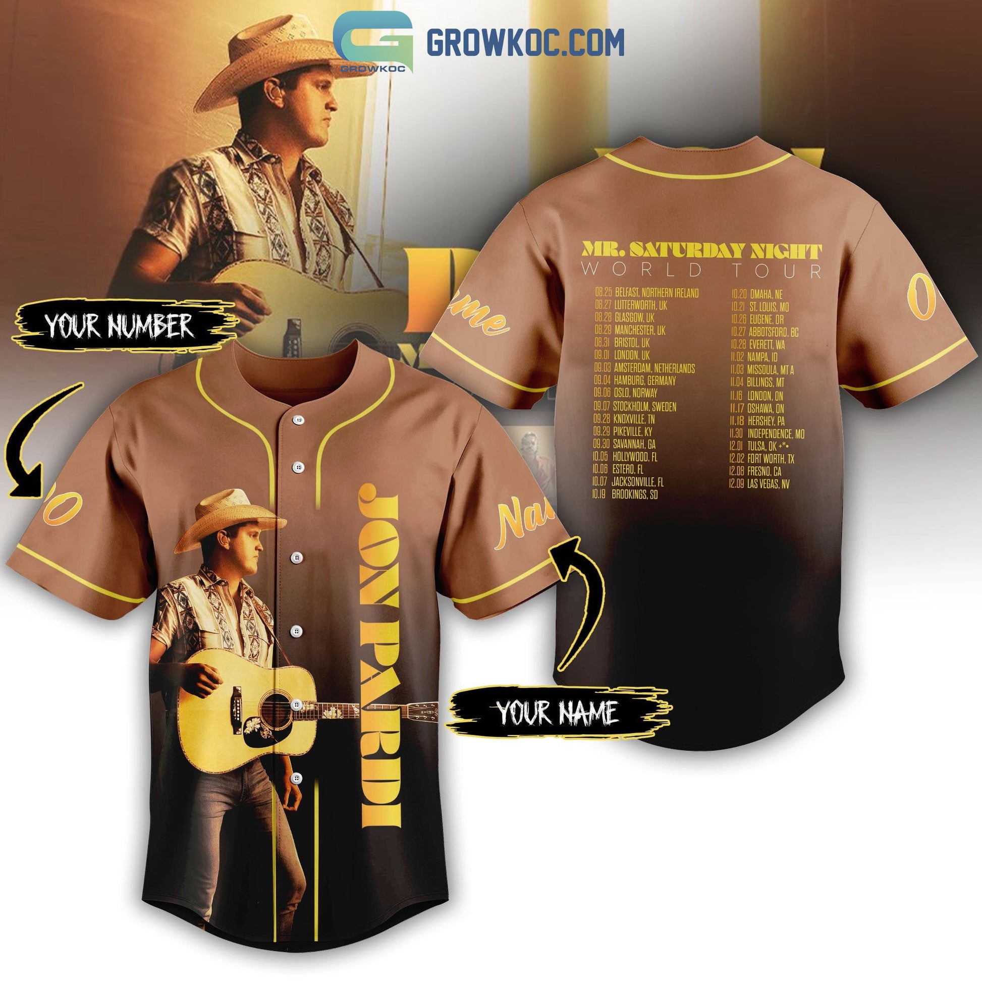 Jon Pardi MR.Saturday Night World Tour 2023 Personalized Baseball Jersey Unisex T-shirt, Sweatshirt, Hoodie, Long Sleeve Tee - T-Shirt, Sweatshirt, Hoodie