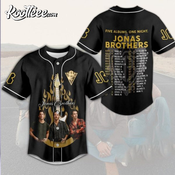 Jonas Brother Five Albums One Night Baseball Jersey Unisex T-shirt, Sweatshirt, Hoodie, Long Sleeve Tee - T-Shirt, Sweatshirt, Hoodie