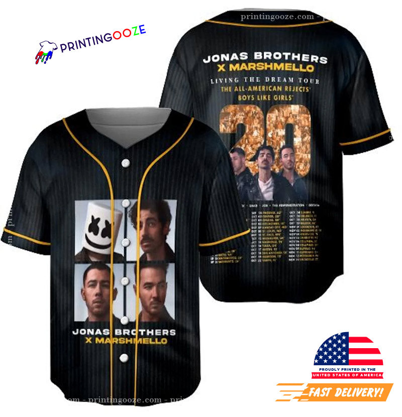 Jonas Brother X Marshmello Live Tour Baseball Jersey Unisex T-shirt, Sweatshirt, Hoodie, Long Sleeve Tee - T-Shirt, Sweatshirt, Hoodie