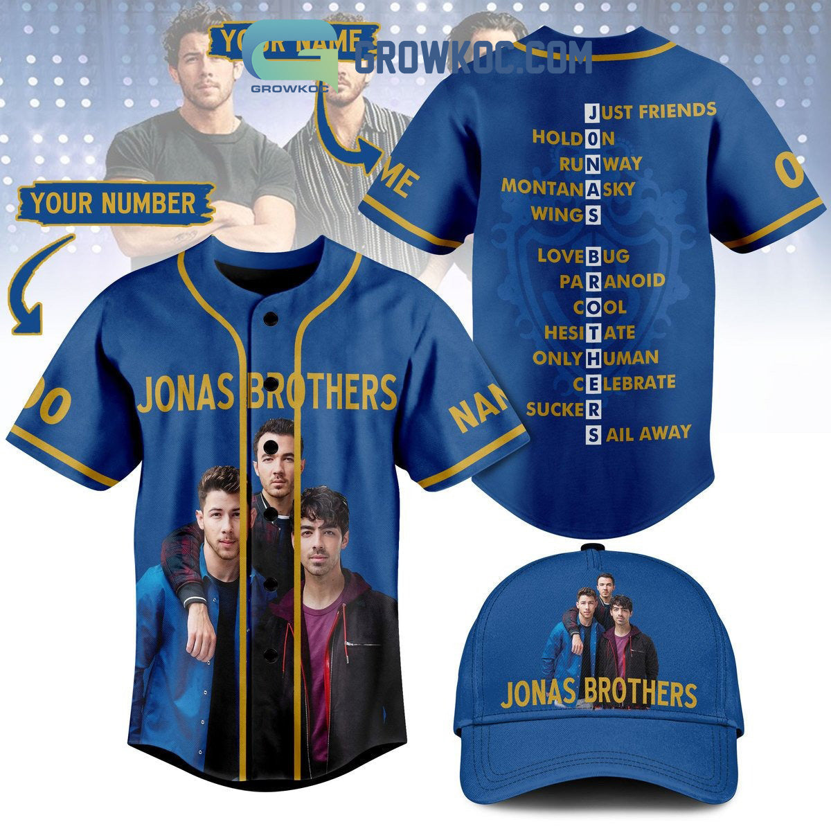 Jonas Brothers All Album Personalized Baseball Jersey Unisex T-shirt, Sweatshirt, Hoodie, Long Sleeve Tee - T-Shirt, Sweatshirt, Hoodie