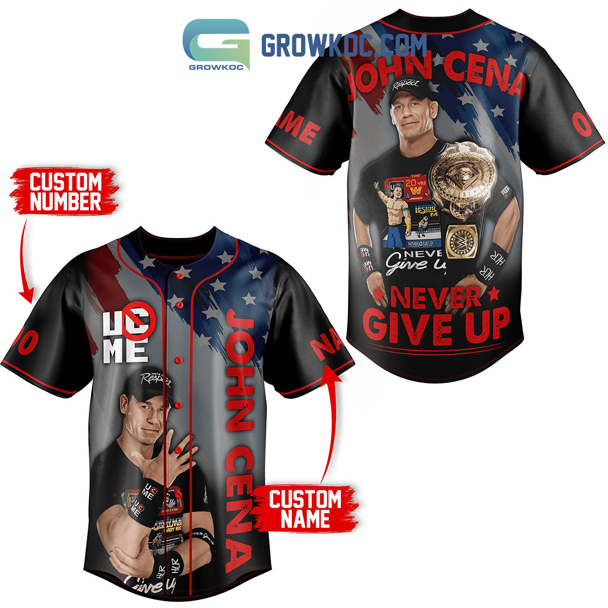 Jone Cena Respect Never Give Up Earn It Personalized Baseball Jersey Unisex T-shirt, Sweatshirt, Hoodie, Long Sleeve Tee - T-Shirt, Sweatshirt, Hoodie