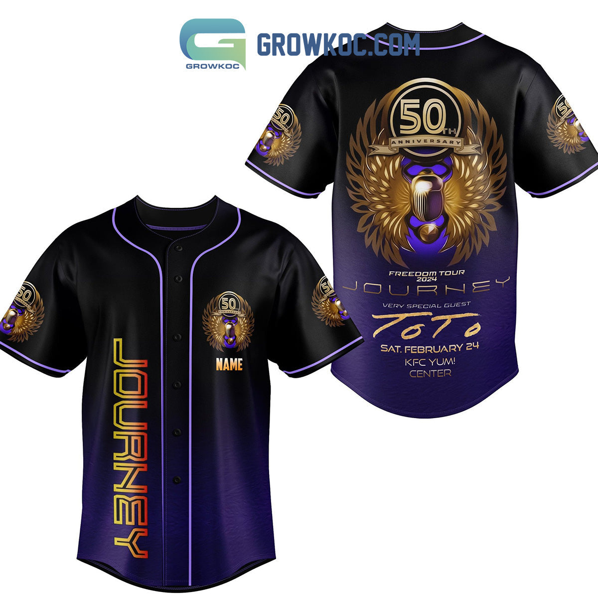 Journey 50th Anniversary Freedom Tour Baseball Jersey Unisex T-shirt, Sweatshirt, Hoodie, Long Sleeve Tee - T-Shirt, Sweatshirt, Hoodie
