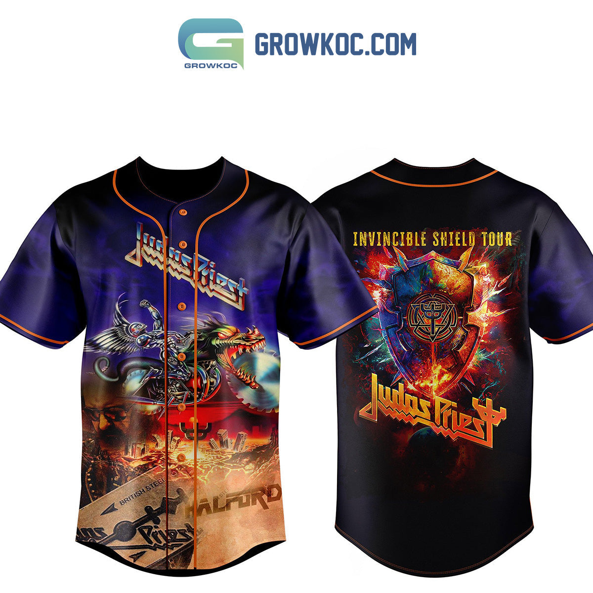 Judas Priest Invincible Shield Tour Baseball Jersey Unisex T-shirt, Sweatshirt, Hoodie, Long Sleeve Tee - T-Shirt, Sweatshirt, Hoodie