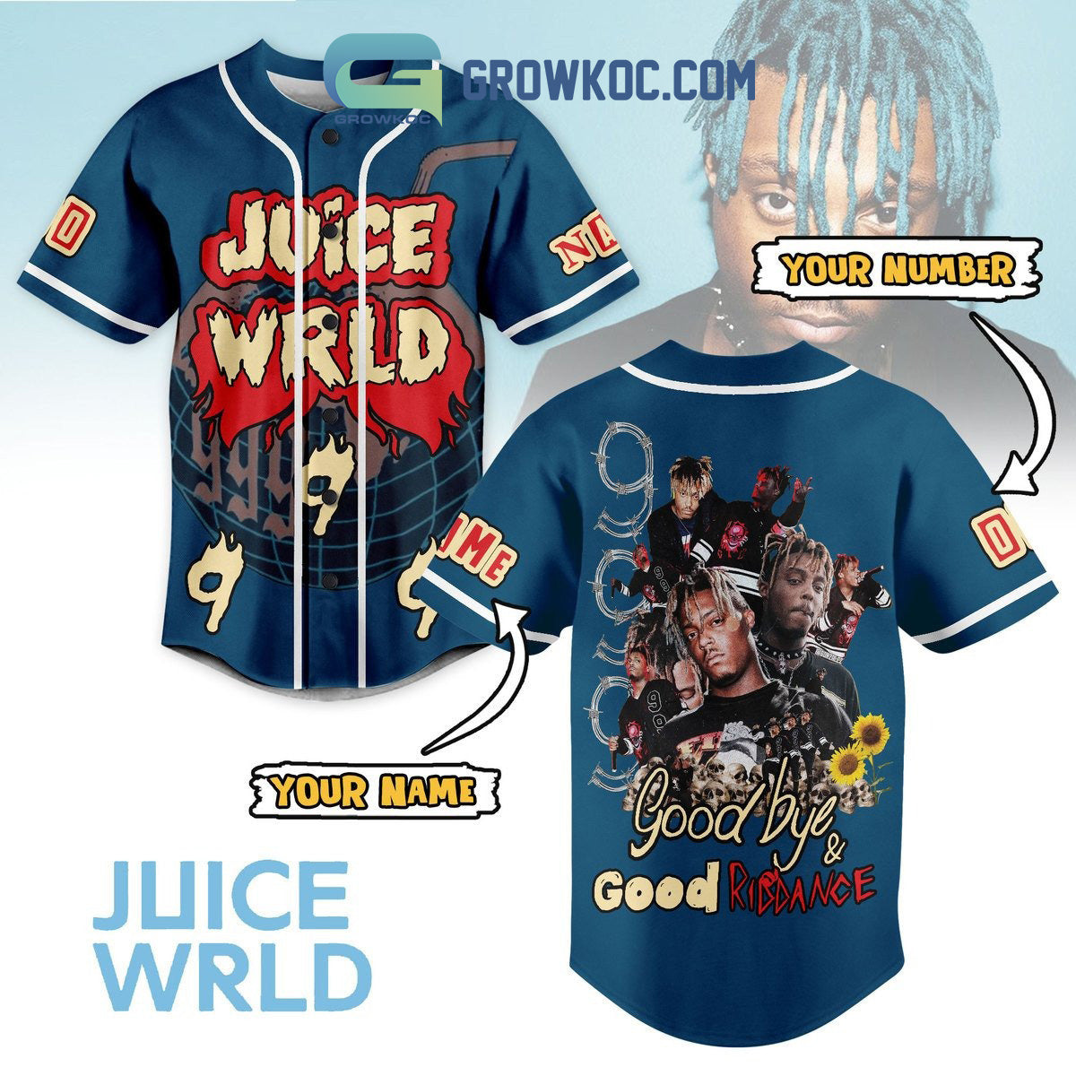 Juice WRLD Good By And Good Riddance Personalized Baseball Jersey Unisex T-shirt, Sweatshirt, Hoodie, Long Sleeve Tee - T-Shirt, Sweatshirt, Hoodie