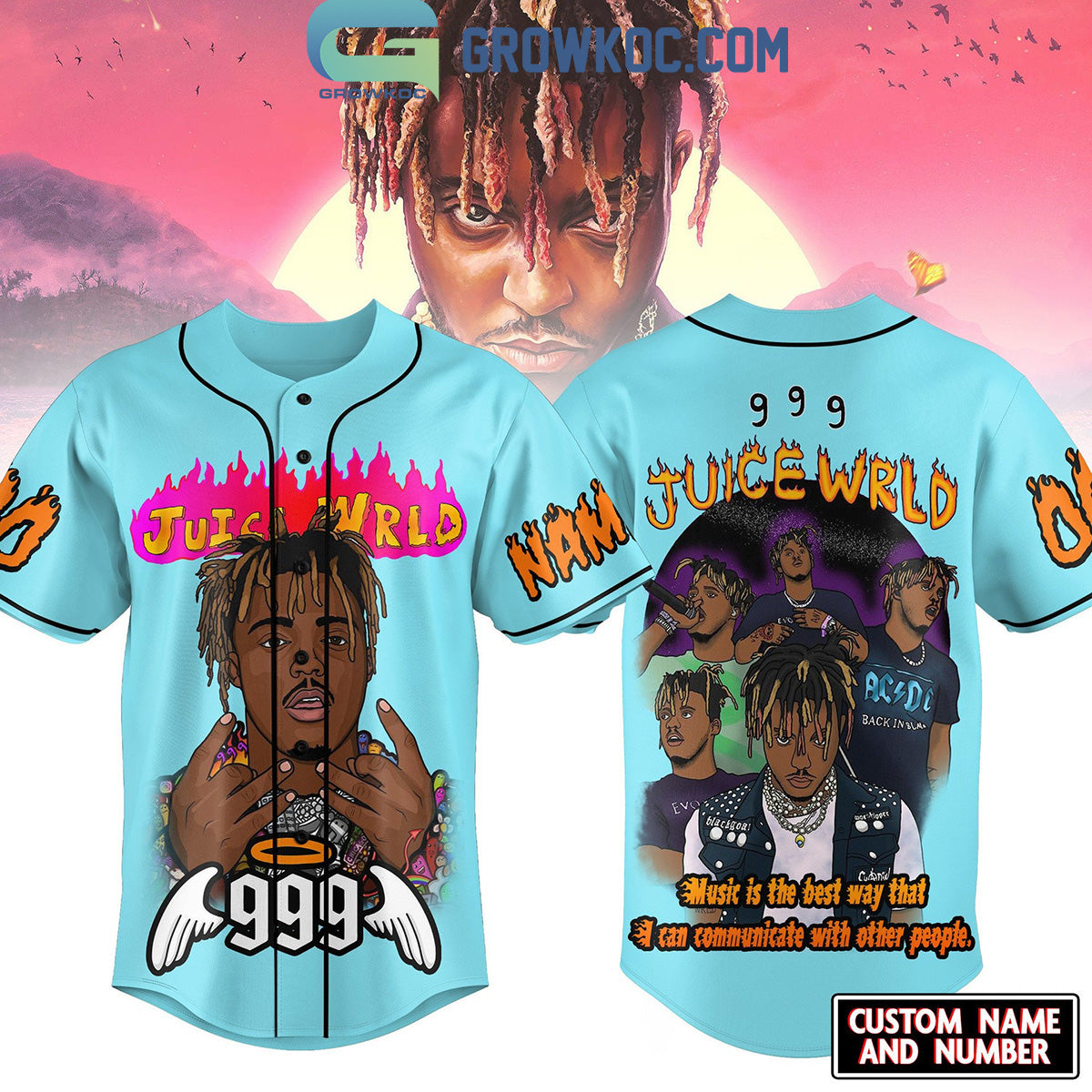Juice Wrld 999 Music Is The Best Way To Communicate Personalized Baseball Jersey Unisex T-shirt, Sweatshirt, Hoodie, Long Sleeve Tee - T-Shirt, Sweatshirt, Hoodie