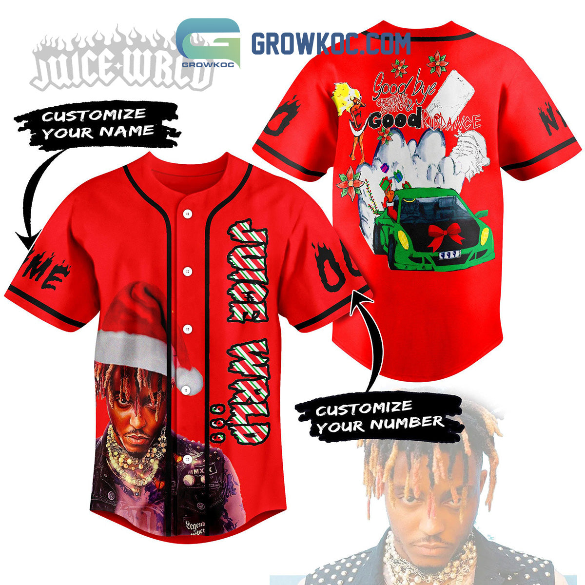 Juice Wrld Good Bye Christmas Edition And Good Kid Dance Personalized Baseball Jersey Unisex T-shirt, Sweatshirt, Hoodie, Long Sleeve Tee - T-Shirt, Sweatshirt, Hoodie