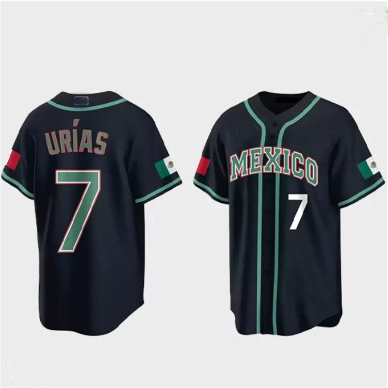 #7 Julio Urias Mexico Baseball 2023 World Baseball Classic Jersey ¨C Black Stitches Baseball Jerseys baseball jersey product view 1