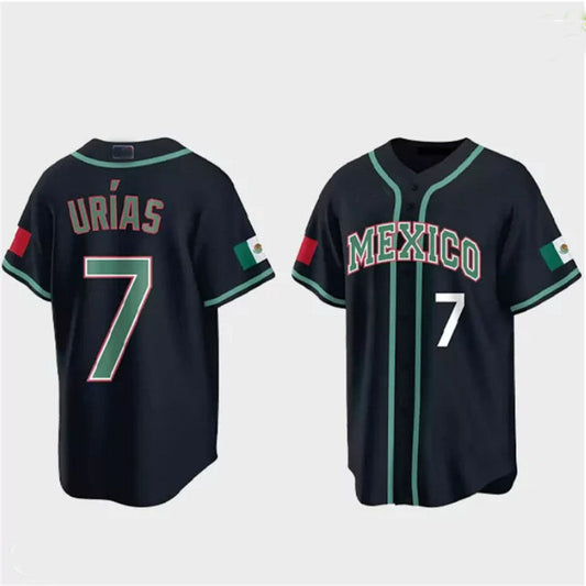 #7 Julio Urias Mexico Baseball 2023 World Baseball Classic Jersey ¨C Black Stitches Baseball Jerseys baseball jersey product view 1