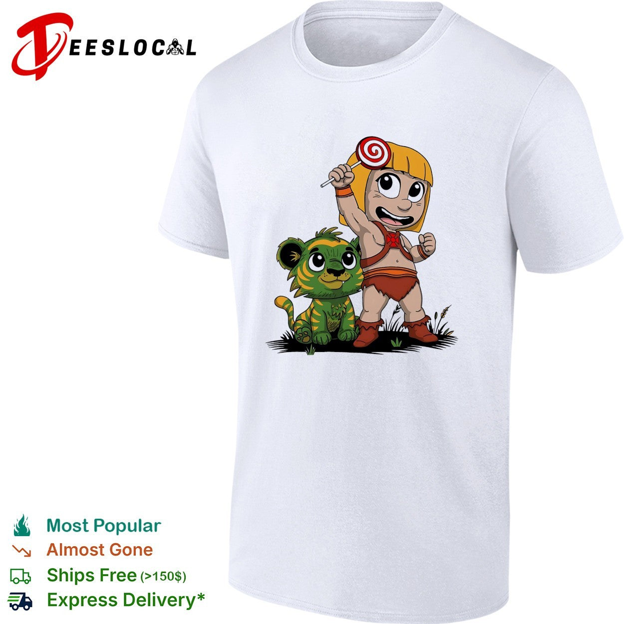 Jungle kid holding lollipop with tiger cub shirt Unisex T-shirt, Sweatshirt, Hoodie, Long Sleeve Tee - T-Shirt, Sweatshirt, Hoodie