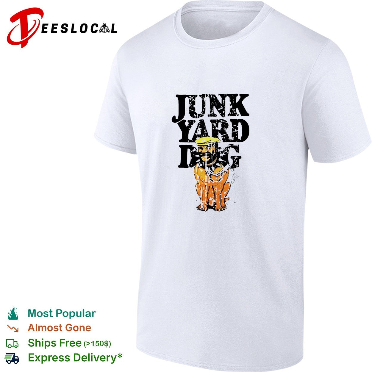 Junkyard dog wearing hat cartoon shirt Unisex T-shirt, Sweatshirt, Hoodie, Long Sleeve Tee - T-Shirt, Sweatshirt, Hoodie