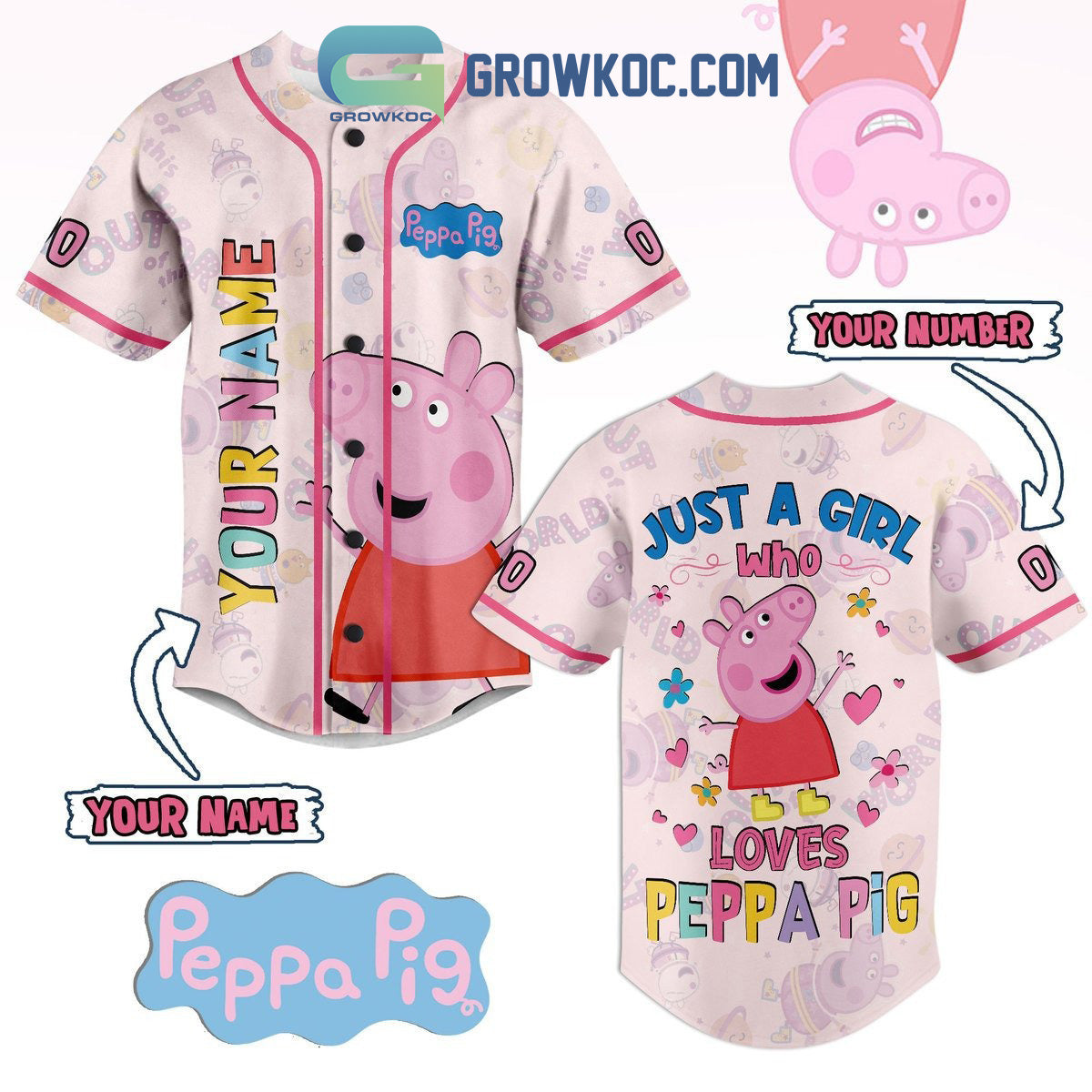 Just A Girl Who Loves Peppa Pig Personalized Baseball Jersey Unisex T-shirt, Sweatshirt, Hoodie, Long Sleeve Tee - T-Shirt, Sweatshirt, Hoodie