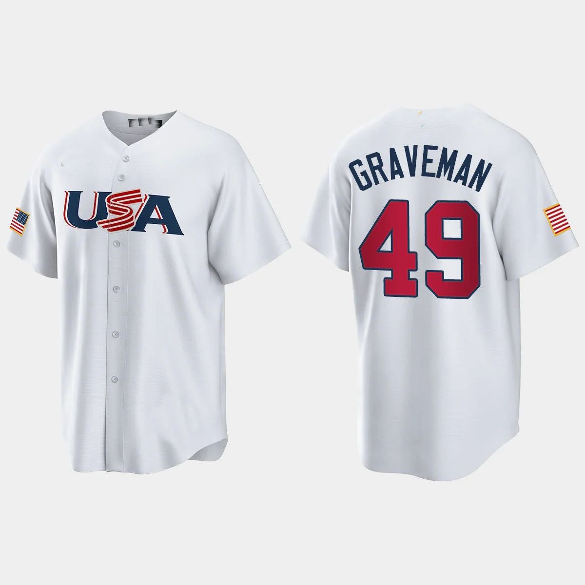 #49 KENDALL GRAVEMAN CHICAGO WHITE SOX 2023 WORLD BASEBALL CLASSIC USA REPLICA JERSEY ¨C WHITE Stitches Baseball Jerseys baseball jersey product view 1