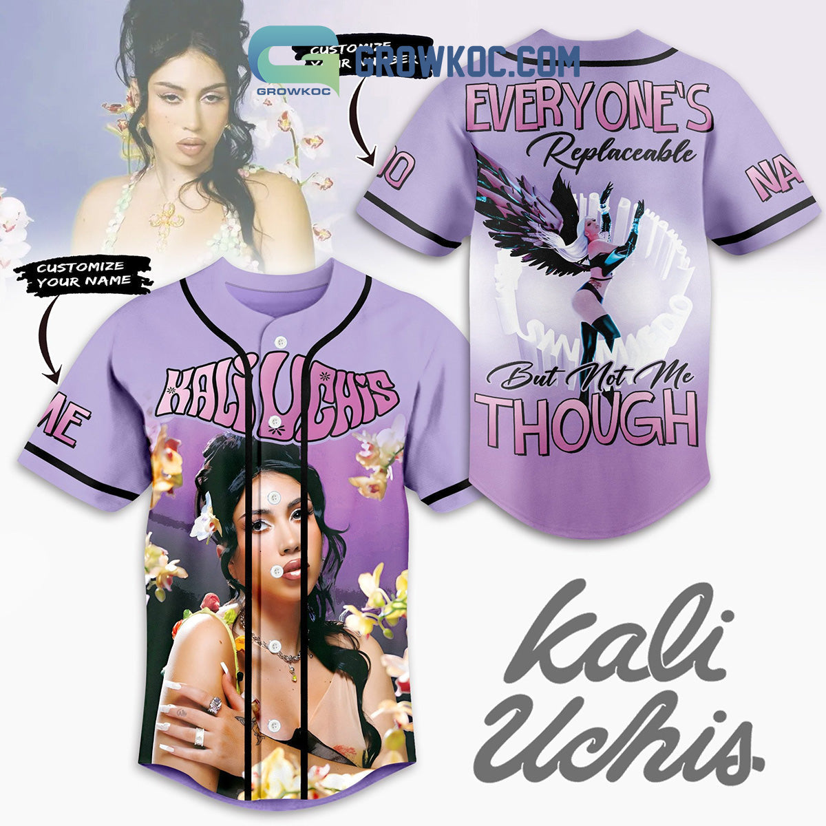 Kali Uchis Everyones Replaceable But Not Me Though Personalized Baseball Jersey Unisex T-shirt, Sweatshirt, Hoodie, Long Sleeve Tee - T-Shirt, Sweatshirt, Hoodie