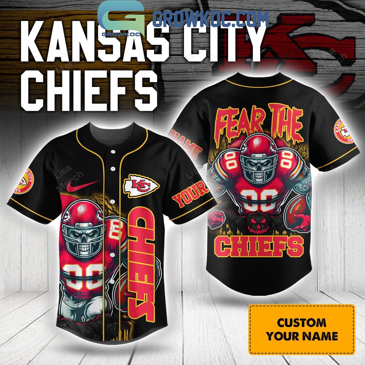 Kansas City Chiefs Halloween Fear The Chiefs Football 2024 Personalized Baseball Jersey Unisex T-shirt, Sweatshirt, Hoodie, Long Sleeve Tee - T-Shirt, Sweatshirt, Hoodie