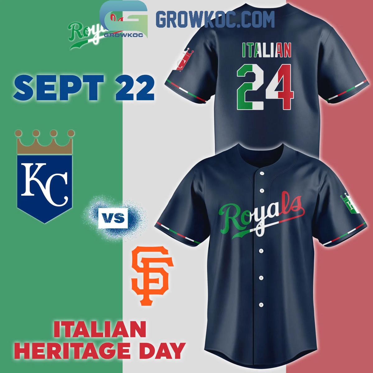 Kansas City Royals 2024 Italian Heritage Day Baseball Jersey Unisex T-shirt, Sweatshirt, Hoodie, Long Sleeve Tee - T-Shirt, Sweatshirt, Hoodie