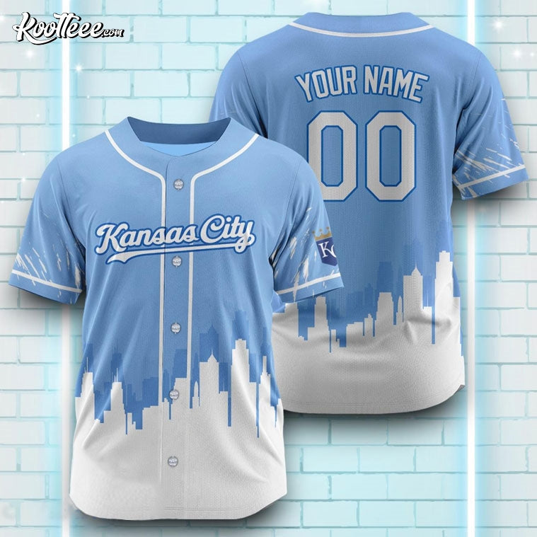 Kansas City Royals Blue White Pattern Custom Baseball Jersey Unisex T-shirt, Sweatshirt, Hoodie, Long Sleeve Tee - T-Shirt, Sweatshirt, Hoodie
