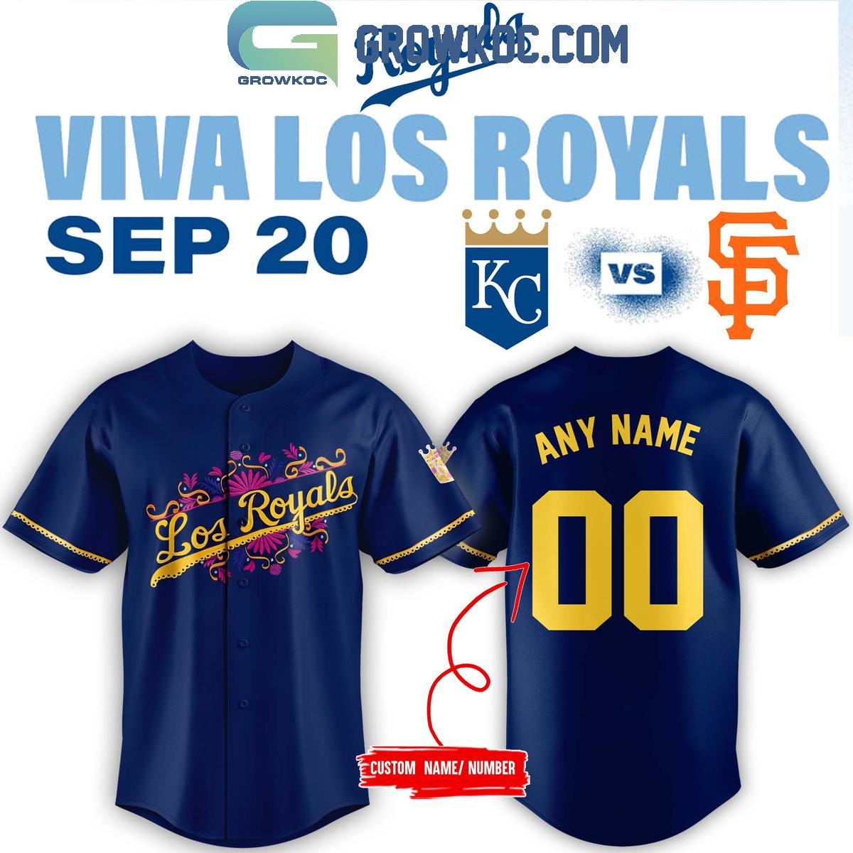 Kansas City Royals Viva Los Royals 2024 Personalized Baseball Jersey Unisex T-shirt, Sweatshirt, Hoodie, Long Sleeve Tee - T-Shirt, Sweatshirt, Hoodie