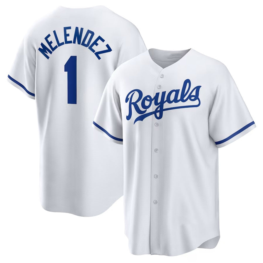 Kansas City Royals #1 MJ Melendez Home Replica Jersey - White Stitched Baseball Jersey baseball jersey product view 1