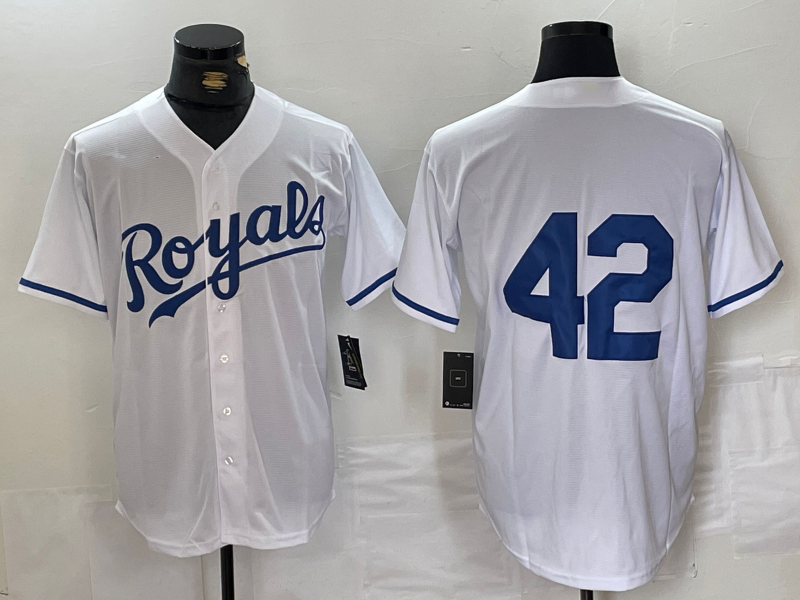 Kansas City Royals #42 Jackie Robinson White Cool Base Stitched Baseball Jersey baseball jersey product view 1