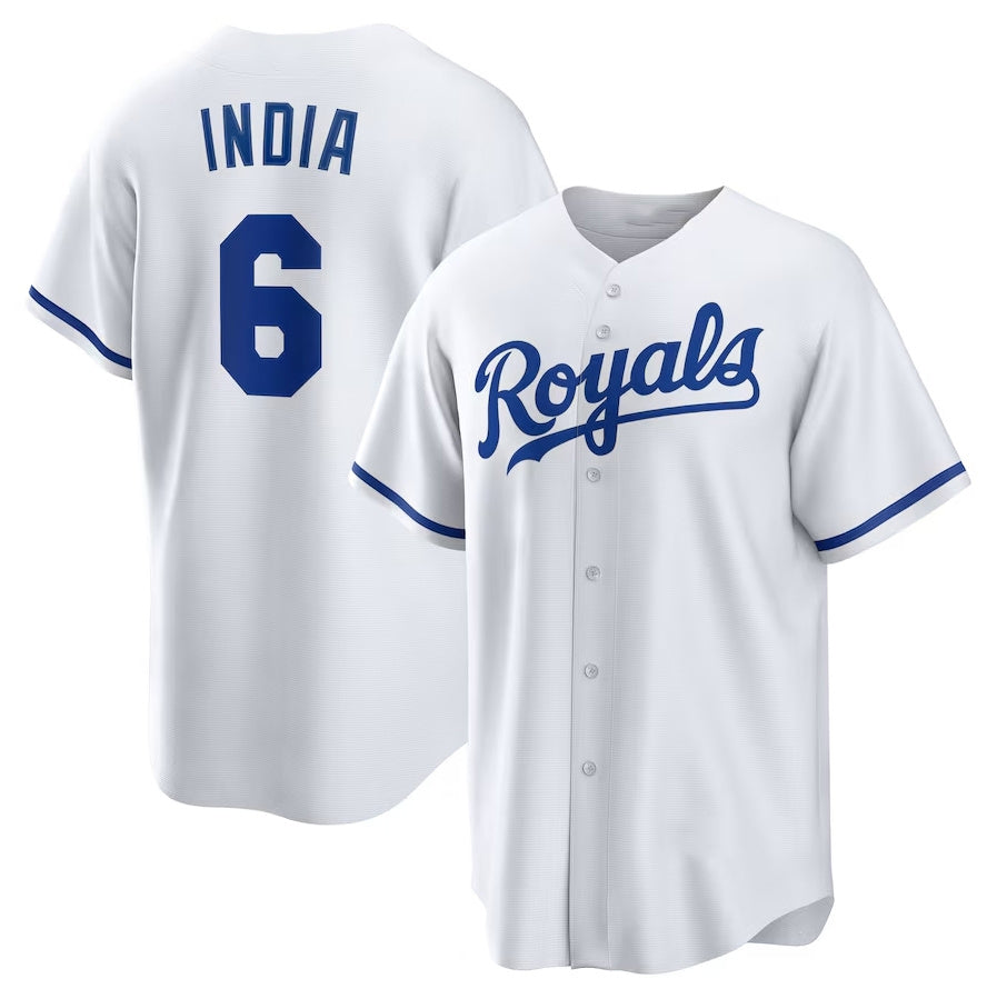 Kansas City Royals #6 Jonathan India Home Replica Player Jersey - White Stitched Baseball Jersey baseball jersey product view 1