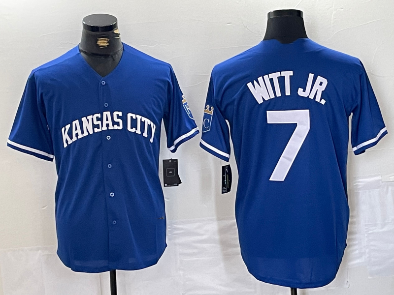Kansas City Royals #7 Bobby Witt Jr Blue Cool Base Stitched Baseball Jersey baseball jersey product view 1