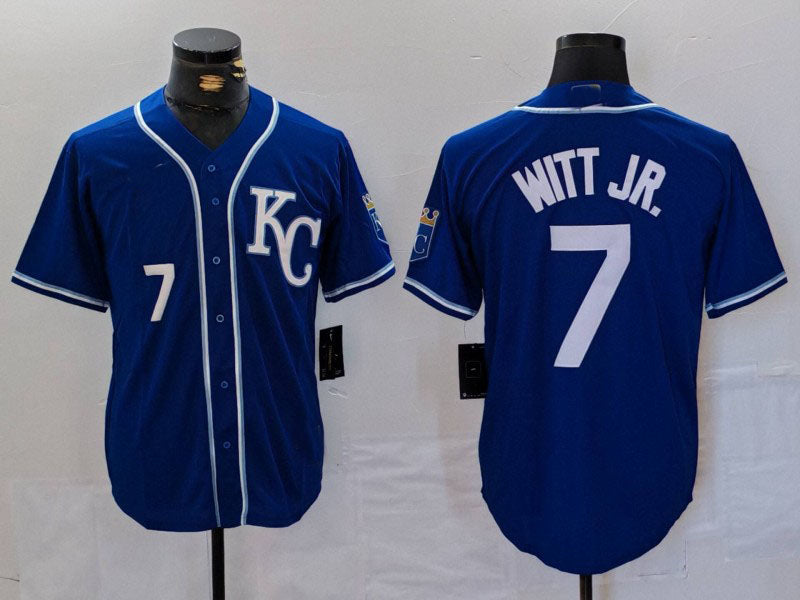 Kansas City Royals #7 Bobby Witt Jr Number Royal Cool Base Stitched Baseball Jersey baseball jersey product view 1