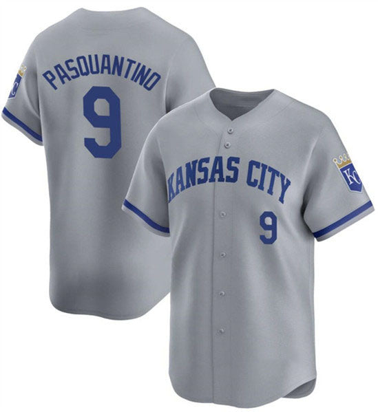 Kansas City Royals #9 Vinnie Pasquantino Gray 2024 Away Limited Stitched Baseball Jersey baseball jersey product view 1