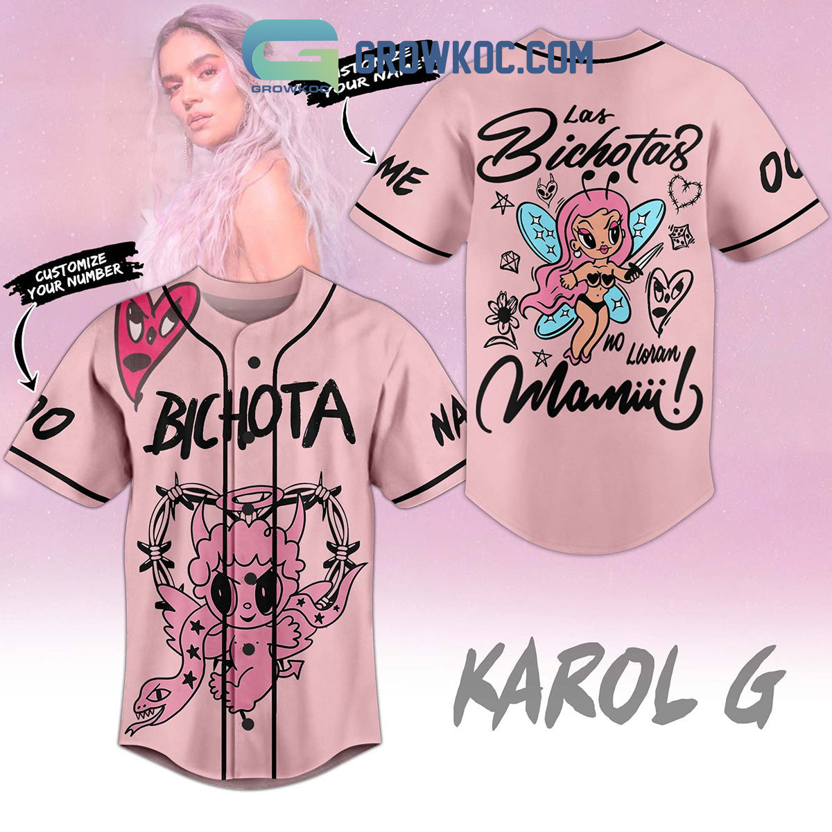 Karol G Bichota Las Bichotas Mami Personalized Baseball Jersey Unisex T-shirt, Sweatshirt, Hoodie, Long Sleeve Tee - T-Shirt, Sweatshirt, Hoodie