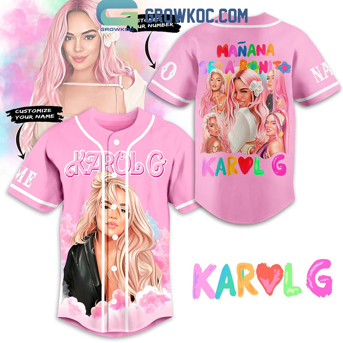 Karol G Latina Star Manana Sera Bonito Personalized Baseball Jersey Unisex T-shirt, Sweatshirt, Hoodie, Long Sleeve Tee - T-Shirt, Sweatshirt, Hoodie