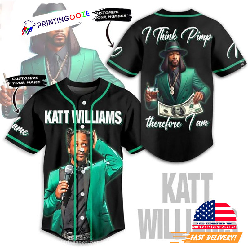 Katt Williams I Think Pimp Therefore I Am Custom Baseball Jersey Unisex T-shirt, Sweatshirt, Hoodie, Long Sleeve Tee - T-Shirt, Sweatshirt, Hoodie