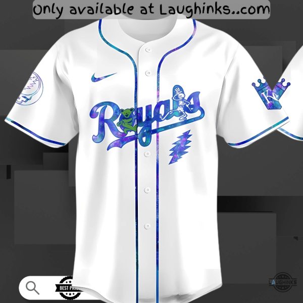 Kc Royals Grateful Dead Baseball Jersey Shirt 2025 Giveaway Unisex T-shirt, Sweatshirt, Hoodie, Long Sleeve Tee - T-Shirt, Sweatshirt, Hoodie