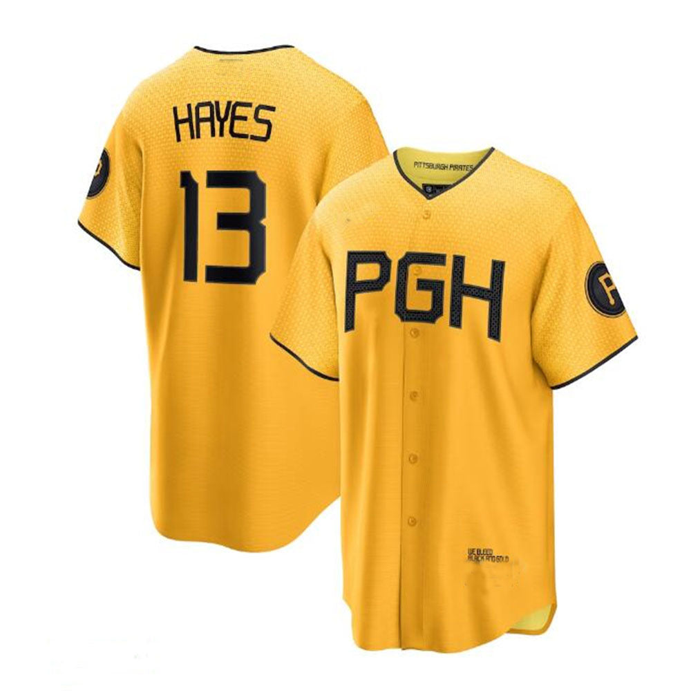 Pittsburgh Pirates #13 Ke'Bryan Hayes 2023 City Connect Replica Player Jersey - Gold Baseball Jerseys baseball jersey product view 1