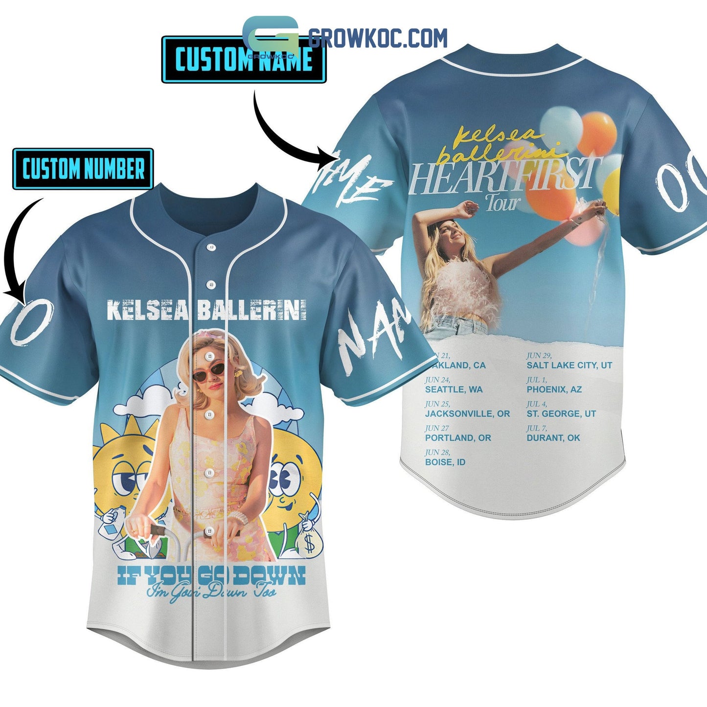 Kelsea Ballerini Heartfirst Tour Personalized Baseball Jersey Unisex T-shirt, Sweatshirt, Hoodie, Long Sleeve Tee - T-Shirt, Sweatshirt, Hoodie