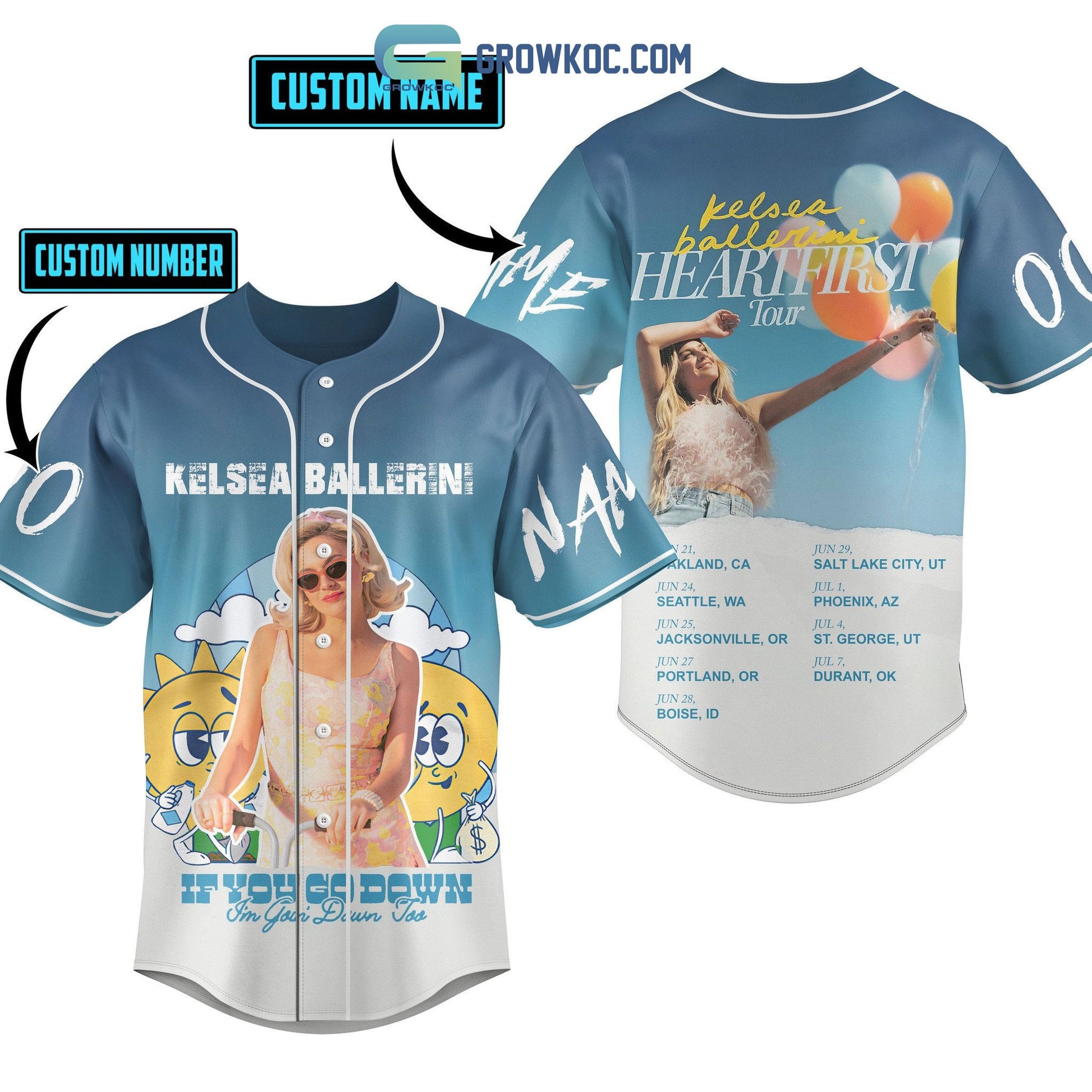 Kelsea Ballerini Heartfirst Tour Personalized Baseball Jersey Unisex T-shirt, Sweatshirt, Hoodie, Long Sleeve Tee - T-Shirt, Sweatshirt, Hoodie