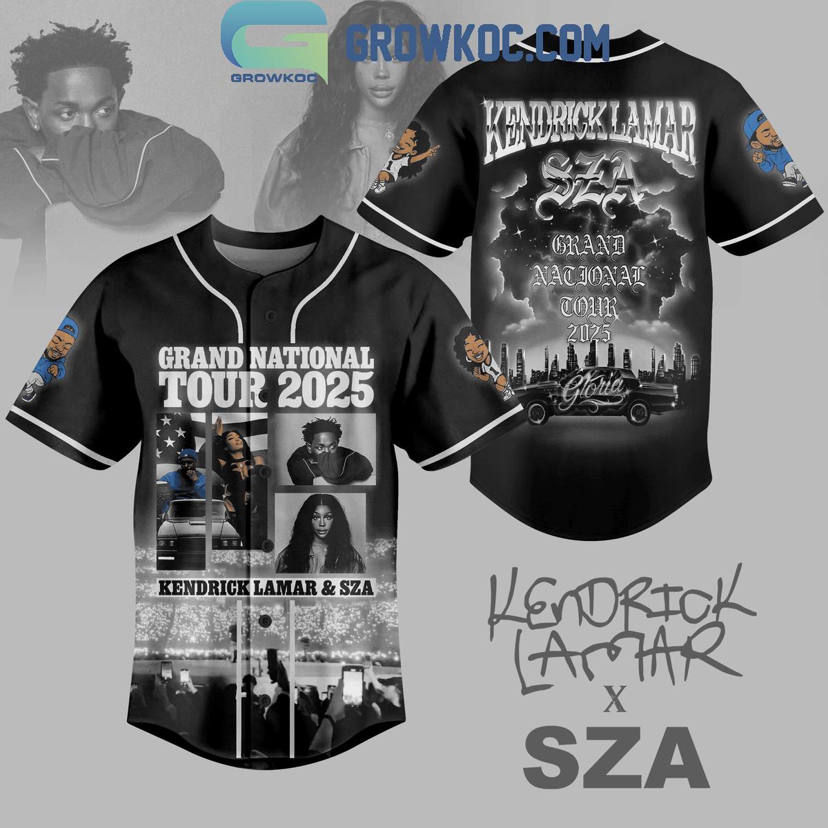 Kendrick Lamar And Sza Grand National Tour 2025 Baseball Jersey Unisex T-shirt, Sweatshirt, Hoodie, Long Sleeve Tee - T-Shirt, Sweatshirt, Hoodie